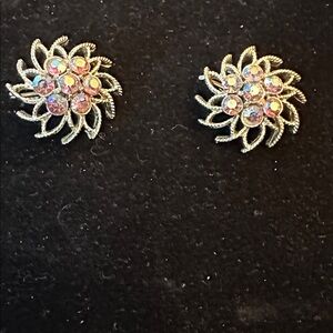 Vintage Coro AB Leaf Cluster Clip Earrings 1960s EUC